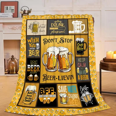 Beer-Lievin Beer Quotes Pattern Blanket for Fun Lovers
