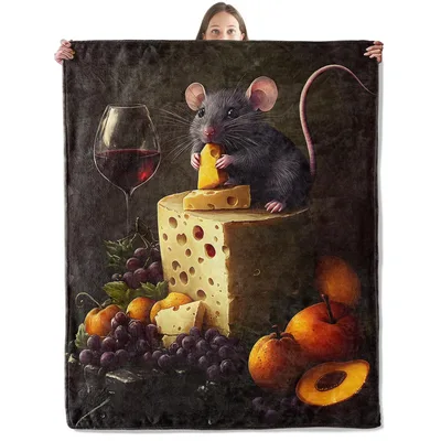 Mouse with Cheese Blanket: A Gourmet Rodent and Wine Still Life