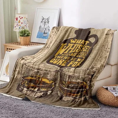Whiskey Will Not Cure Blanket: Retro Whisky Design for Cozy Nights