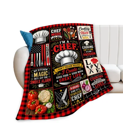 Chef Kitchen Quotes Blanket: Cooking Lover Fleece Throw