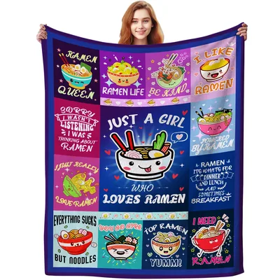 Ramen Queen Blanket: A Noodle Lover's Throw