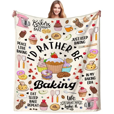Baking Gift Blanket: I'd Rather Be Baking Throw