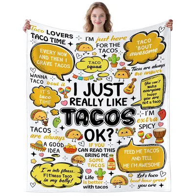 Tacos Fan Blanket: Taco-Covered Throw for Taco Lovers