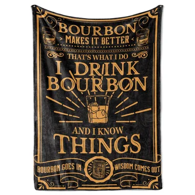 Bourbon Lover Blanket: Bold Gold Print on Black