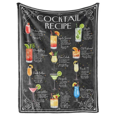 Bartender Gift Blanket: Cocktail Recipe Print