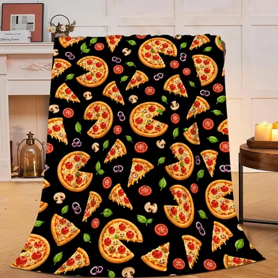 Pizza Slices and Mushrooms Blanket for Pizza Lovers