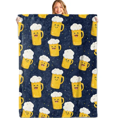 Smiling Beer Mug Blanket for Beer Lovers and Brew Fans