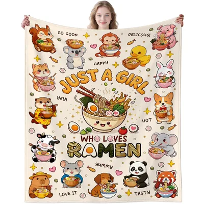 Foodie Ramen Blanket: Cute Animals Who Love Noodles
