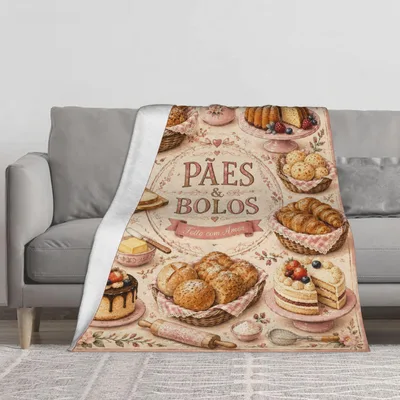 Pães Bolos Bakery Pastries Blanket: A Vintage Baking Throw