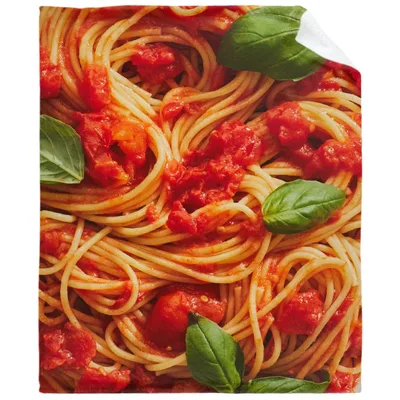 Spaghetti Tomato Basil Pattern Blanket for Pasta Lovers