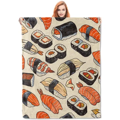 Sushi Pattern Print Blanket: A Cozy Throw for Foodies