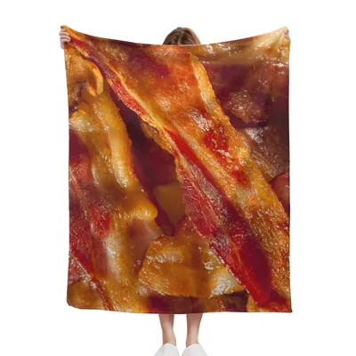 Bacon Strips Close Up Blanket for Foodies and Breakfast Lovers