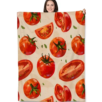 Tomato Pattern Watercolor Blanket for Gardeners and Food Lovers