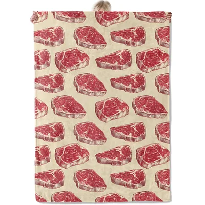 Raw Steak Pattern Blanket: Vintage Cut Illustrations for Foodies