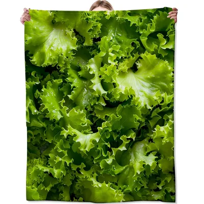 Green Lettuce Leaves Blanket: Fresh Greenery Print for Home