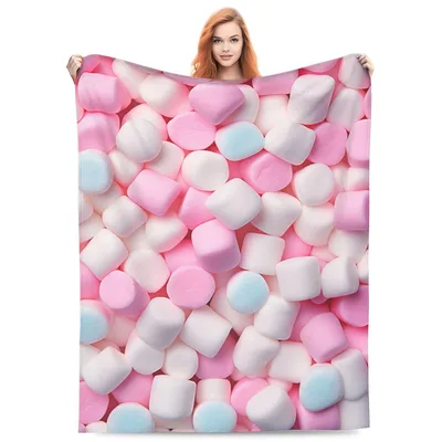 Pink and White Marshmallows Blanket: A Sweet Candy Print for Cozy Days
