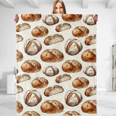 Bread Loaves Pattern Blanket: A Rustic Artisan Sourdough Throw