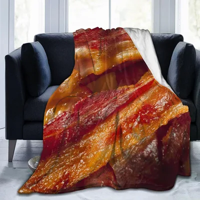 Bacon Strips Close Up Blanket for Foodie Fans