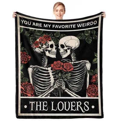 Weirdo Couple Blanket: Skeleton Lovers and Roses