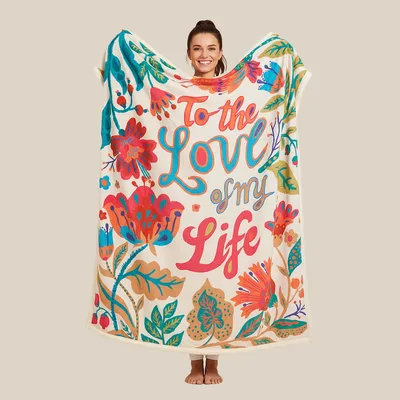 Love of My Life Blanket: Floral Lettering Throw