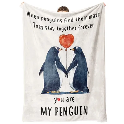 Penguin Couple Blanket: You Are My Penguin Romantic Design