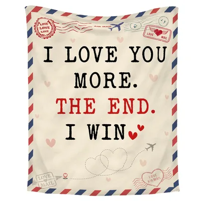 Couples Love Letter Blanket: Playful Airmail Love Note