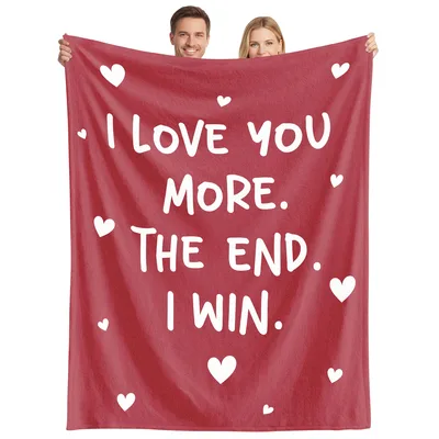 Couples Playful Love Blanket: I Love You More, I Win