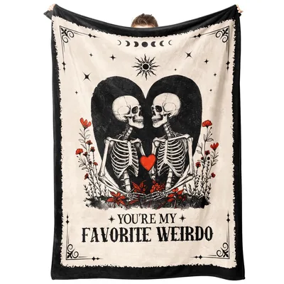 Favorite Weirdo Blanket: Skeleton Couple Gothic Throw