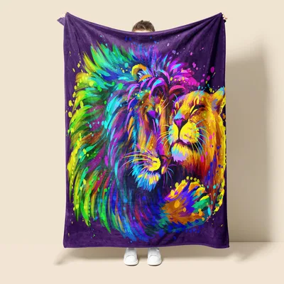 Lion and Lioness Blanket: A Vivid Pair for Two