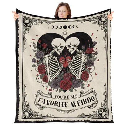 You're My Favorite Weirdo Blanket: Skeleton Valentine Throw