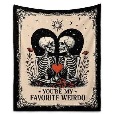 Weirdo Love Blanket: Skeleton Couple Throw for Two