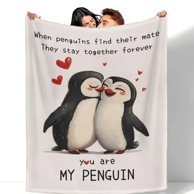 Romantic Penguin Blanket for the One You Love