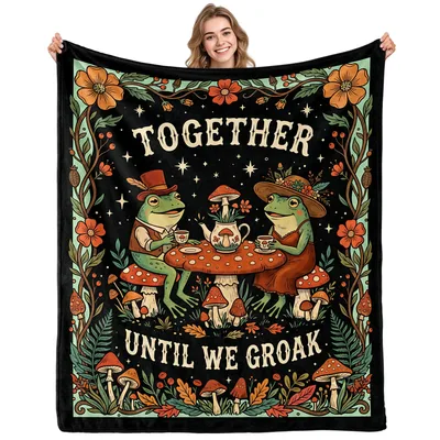 Cottagecore Frog Lover Blanket: Together Until We Groak