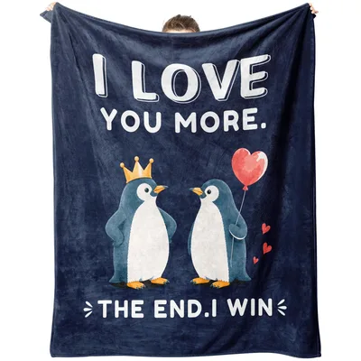 I Love You More Penguins Blanket: A Playful Couples Throw