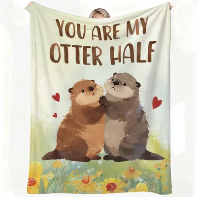 Couple Otter Blanket: You Are My Otter Half Design