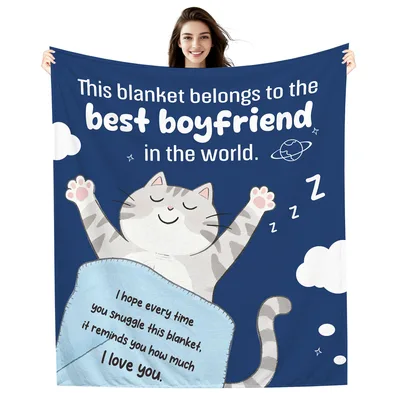 Gift for Boyfriend Blanket: A Cat Who Loves You Back