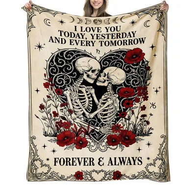 I Love You Today Blanket: Skeleton Couple Throw