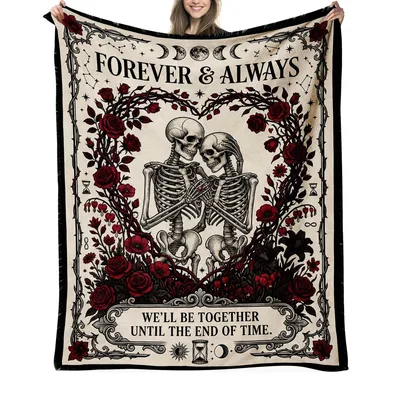 Forever Always We'll Blanket: Skeleton Couple Design