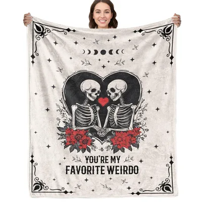 You're My Favorite Blanket: Gothic Skeleton Couple Valentine Throw