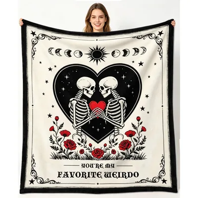 Skeleton Lovers Under Moonlit Blanket - Gothic Gift