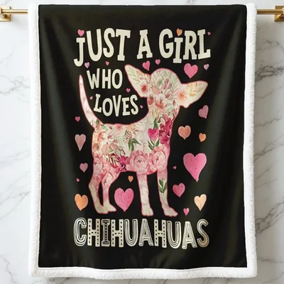 Just a Girl Blanket: Floral Chihuahua Design for Dog Lovers