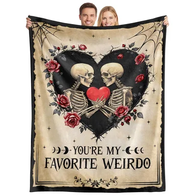 You're My Favorite Weirdo Blanket: Gothic Skeleton Couple Design