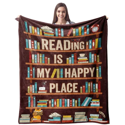 Happy Place Blanket: Reading Is My Happy Place Bookshelf Design