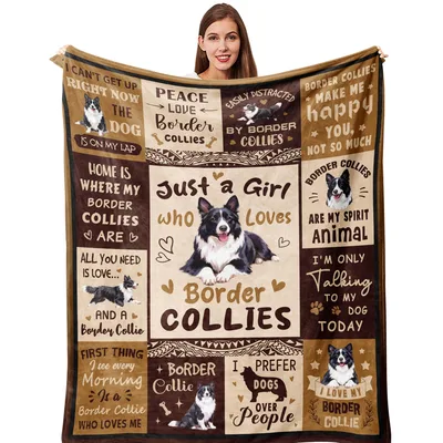 Border Collie Quotes Collage Blanket for Lovers of Herding Dogs