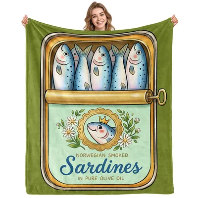 Norwegian Smoked Sardines Tin Blanket: A Funny Foodie Design