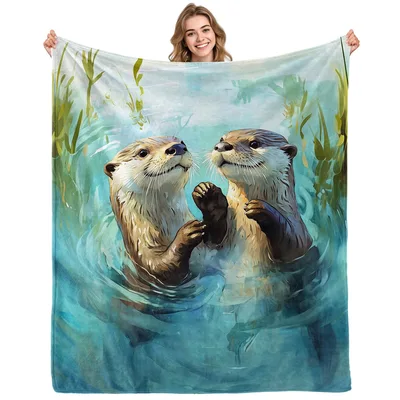 Two Otters Holding Hands Blanket: A Cute Underwater Pair