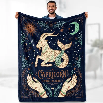 Capricorn Zodiac Sea Goat Blanket: Loyal As Hell Design