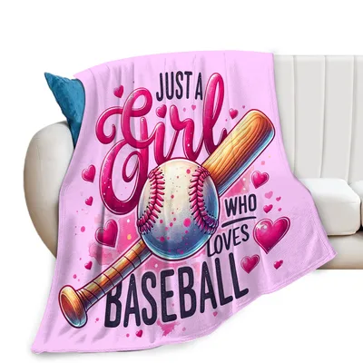 Just a Girl Blanket: Pink Design for Baseball Lovers
