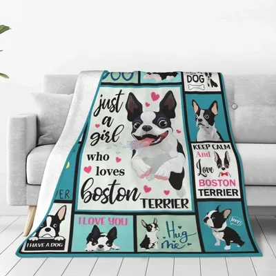 Just a Girl Blanket: Boston Terrier Love Collage Design