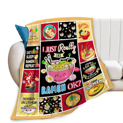 Ramen Bowls Collage Blanket: I Just Really Like Ramen OK?